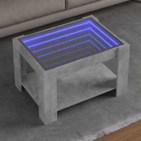 Coffee Table Concrete Grey Engineered Wood, Tempered Gl...