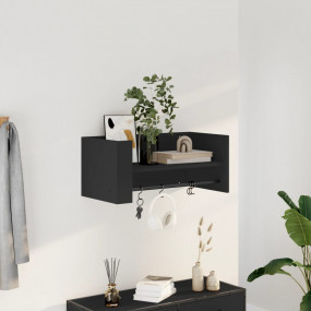 Wall Shelf Black Engineered wood Medium Wall Shelf Rect...