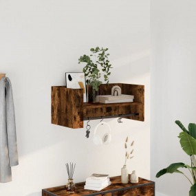 Wall Shelf Smoked Oak Engineered Wood Medium Floating W...