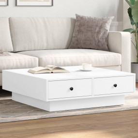 Coffee Table White Engineered wood, metal 35.4 x 35.4 i...