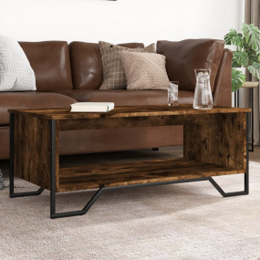 Coffee Table Smoked Oak Engineered Wood, Metal Medium