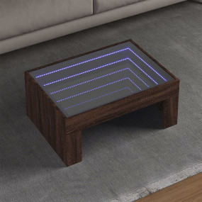 Coffee Table Brown Oak Engineered Wood, Glass 27.6x19.7...