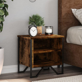 Bedside Cabinet Smoked Oak Engineered Wood 15.7x11.8x15...