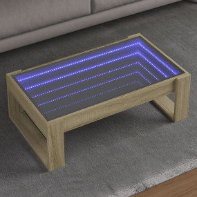 Coffee Table Sonoma Oak Engineered Wood and Glass Coffe...