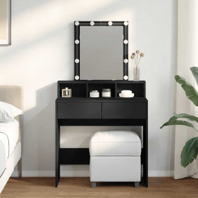 Dressing Table Black Engineered wood, glass Medium Dres...