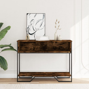 Console Table Smoked Oak Engineered Wood, Metal