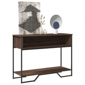 Console Table Brown Oak Engineered Wood Narrow Durable