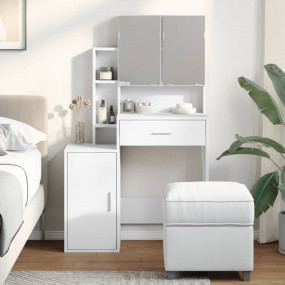 Dressing Table White Engineered wood, glass 31.5 x 13.8...