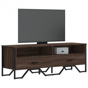 TV Cabinet Brown Oak Engineered Wood and Metal Medium T...