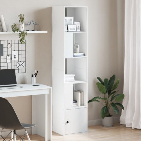 Bookcase White Engineered wood Tall Bookcase Rectangula...