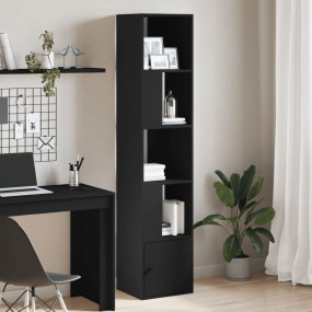 Bookcase Black Engineered wood Tall Bookcase Rectangula...
