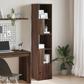 Bookcase Brown Oak Engineered Wood Large Bookcase Recta...