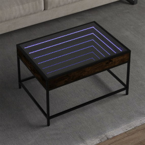 Coffee Table Smoked Oak Engineered Wood, Glass Medium