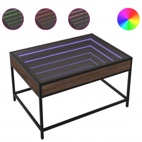 Coffee Table Brown Oak Engineered Wood, Glass 27.6 x 19...