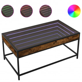 Coffee Table Smoked Oak Engineered Wood, Glass, Metal M...