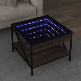 Coffee Table Brown Oak Engineered Wood, Glass, Metal Me...