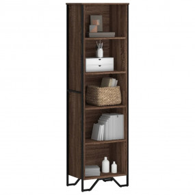 Bookcase Brown Oak Engineered Wood, Metal Tall Modern B...