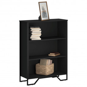 Bookcase Black Engineered Wood and Metal Medium Bookcas...