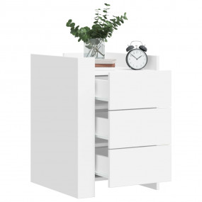 Nightstand White Engineered wood Compact Nightstand Rec...