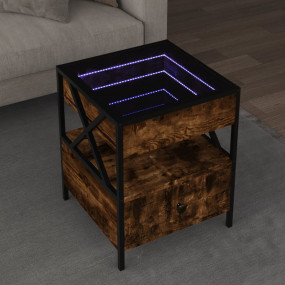 Coffee Table Smoked Oak Engineered Wood, Glass, Metal S...