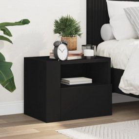 Wall-mounted Bedside Cabinet Black Engineered wood