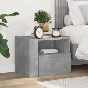 Wall-mounted Bedside Cabinet Concrete grey Engineered w...