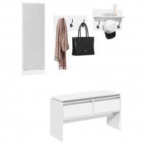Hallway Furniture Set White Engineered wood, galvanized...