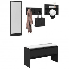 Hallway Furniture Set Black Engineered wood, galvanized...