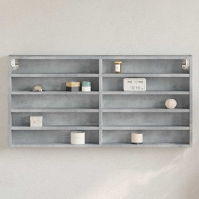 Display Cabinet Concrete Grey Engineered Wood Wall-Moun...