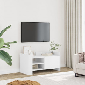 TV Cabinet White Engineered wood Medium TV Cabinet Rect...