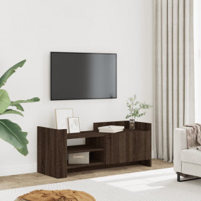 TV Cabinet Brown Oak Engineered Wood Compact TV Cabinet