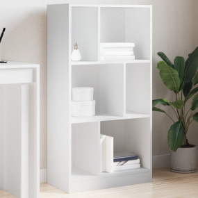 Bookcase White Engineered Wood Medium Bookcase Rectangu...