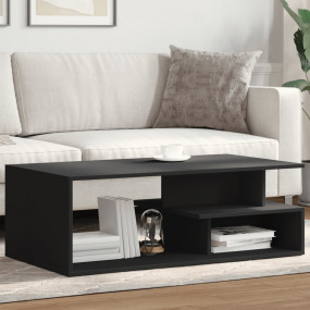 Coffee Table Black Engineered Wood Standard Coffee Tabl...