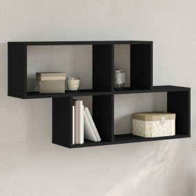 Wall Shelf Black Engineered Wood Wall Shelf Rectangular...