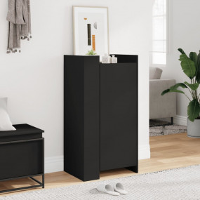 Shoe Cabinet Black Engineered Wood Medium Shoe Cabinet