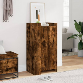 Shoe Cabinet Smoked Oak Engineered Wood Compact Shoe St...