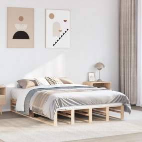 Bed Frame Natural Wood Solid Pine Wood King Size Durabl...