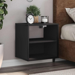 Wall-mounted Bedside Cabinet Set of 2 Black Engineered ...