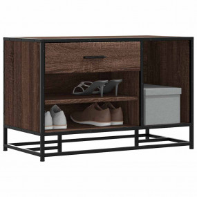Shoe Bench Brown Oak Engineered Wood Compact Shoe Bench