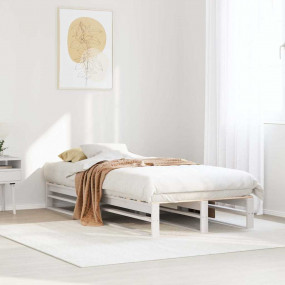 Bed Frame White Solid Pine Wood Small Single Durable Be...