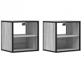 Wall-mounted Bedside Cabinet Set of 2 Gray Sonoma