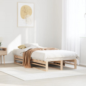 Bed Frame Natural Solid pine wood Twin Durable Bed Fram...