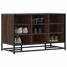 Shoe Bench Brown Oak Engineered Wood, Metal Medium Shoe...