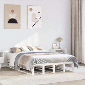 Bed Frame White Solid pine wood Small Double Simple Bed...