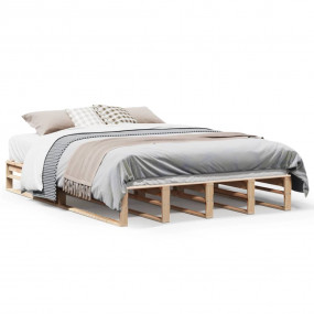 Bed Frame Natural Solid Pine Wood Double Durable Bed Fr...