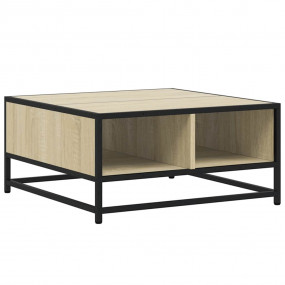 Coffee Table Sonoma Oak and Black Engineered Wood and M...