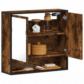 Bathroom Mirror Cabinet Smoked Oak Engineered Wood, Met...
