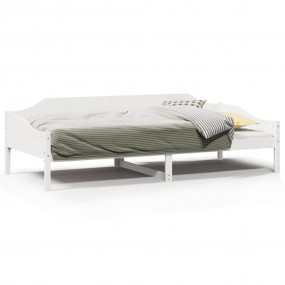 Bed Frame White Solid pinewood, Plywood Twin Durable Be...