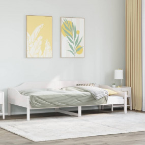 Bed Frame White Solid Pine Wood, Plywood Slats Twin Dur...