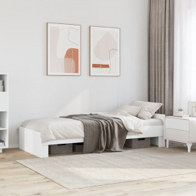 Bed Frame White Engineered Wood Single Modern